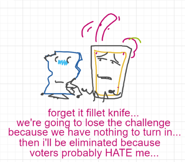 A panel from Chilly, episode two of the Board Boards object show by Furretwalk/WalkingFurret.